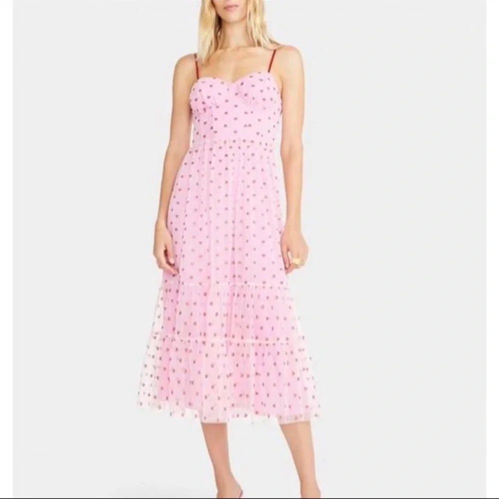Betsey Johnson Pink Heart Midi Dress - Picture 1 of 8